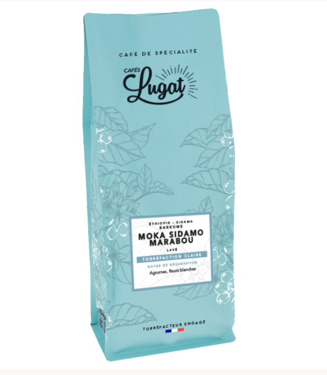 Café en grains - Moka Sidamo Marabou - Cafés Lugat 1kg